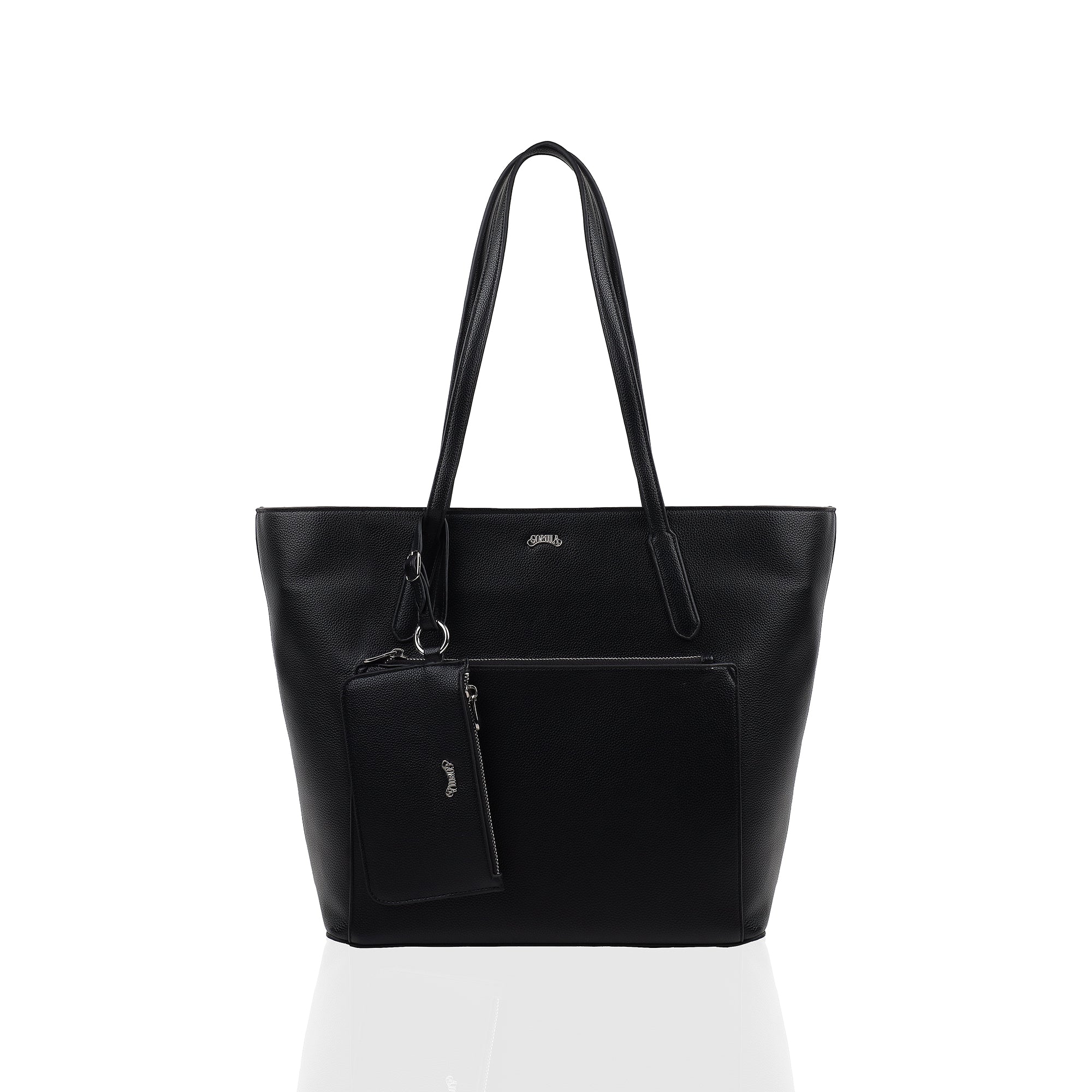 Demi - Black Milled Faux Leather Hand Bag