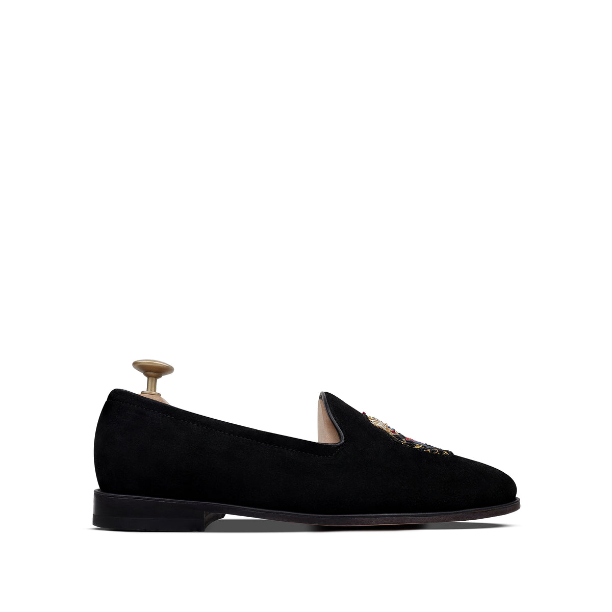 Ellis - Men's Black Suede & Embroidery Loafer
