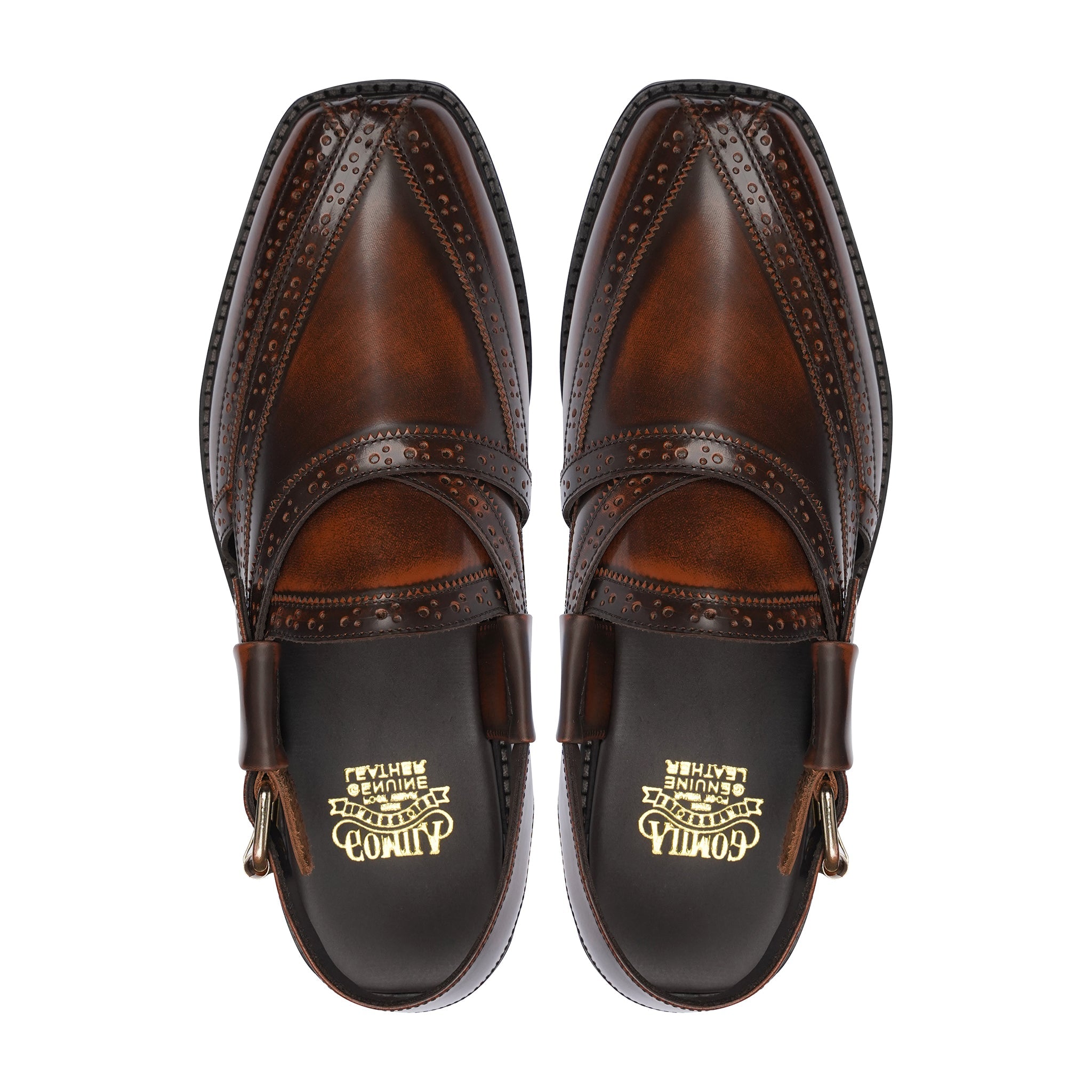 NOUROZE CHAPPAL BROWN BURNISHED - Gomila Intersole