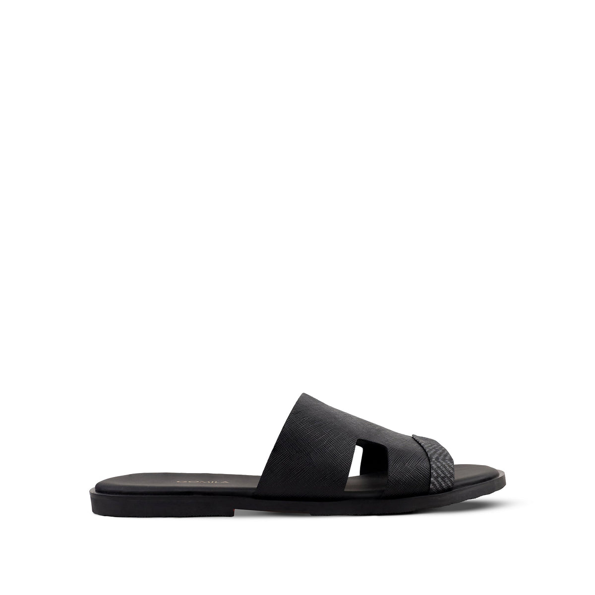 Cameron PRINTED - Men's Black Calf Leather Slippers
