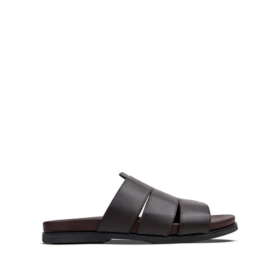 Cozyo - Men's Dark Brown Calf Leather Slipper