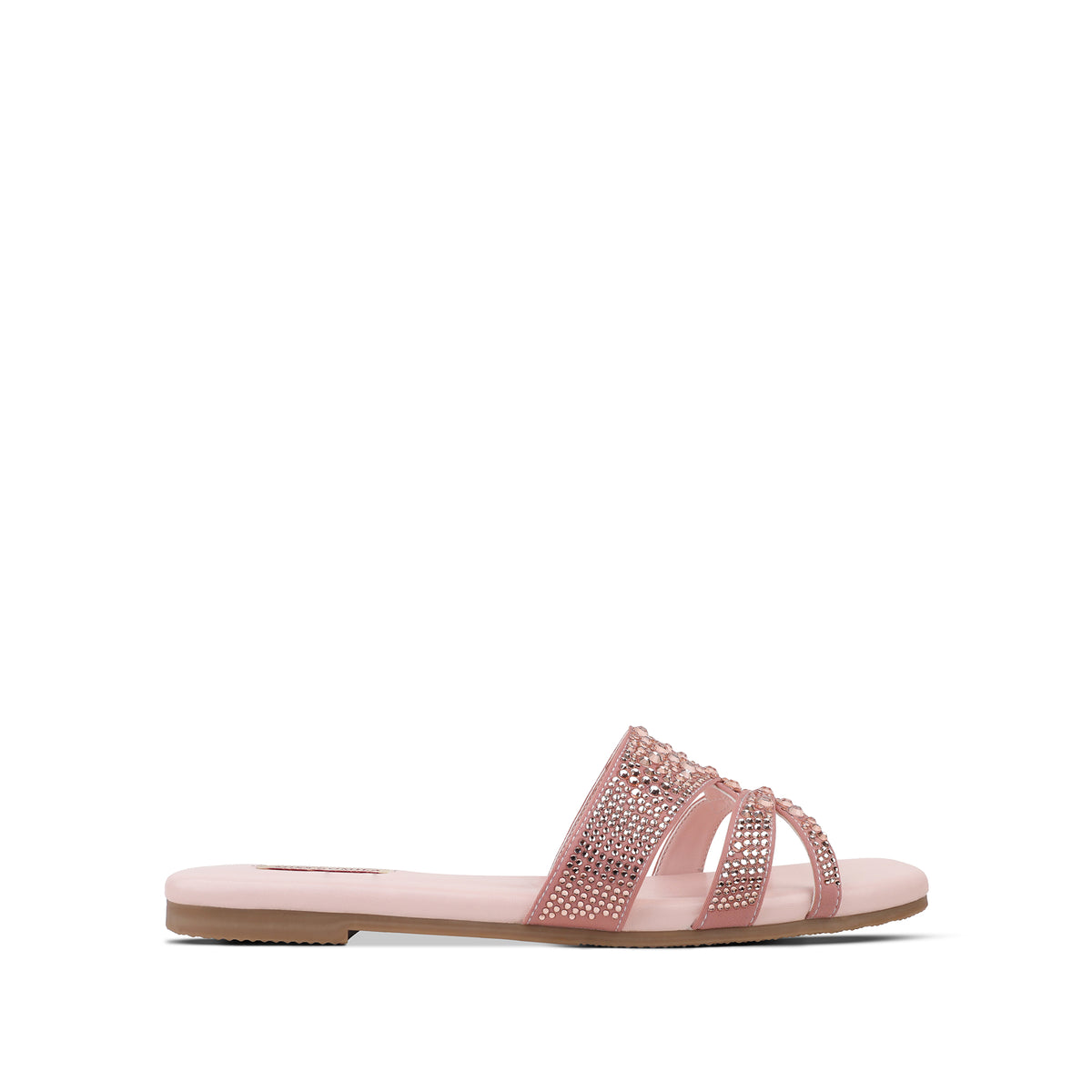 Freya - Women's Pink Hand Set Crystals Slipper