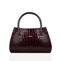 Alora - Oxblood Crocodile Print Faux Leather Hand Bag