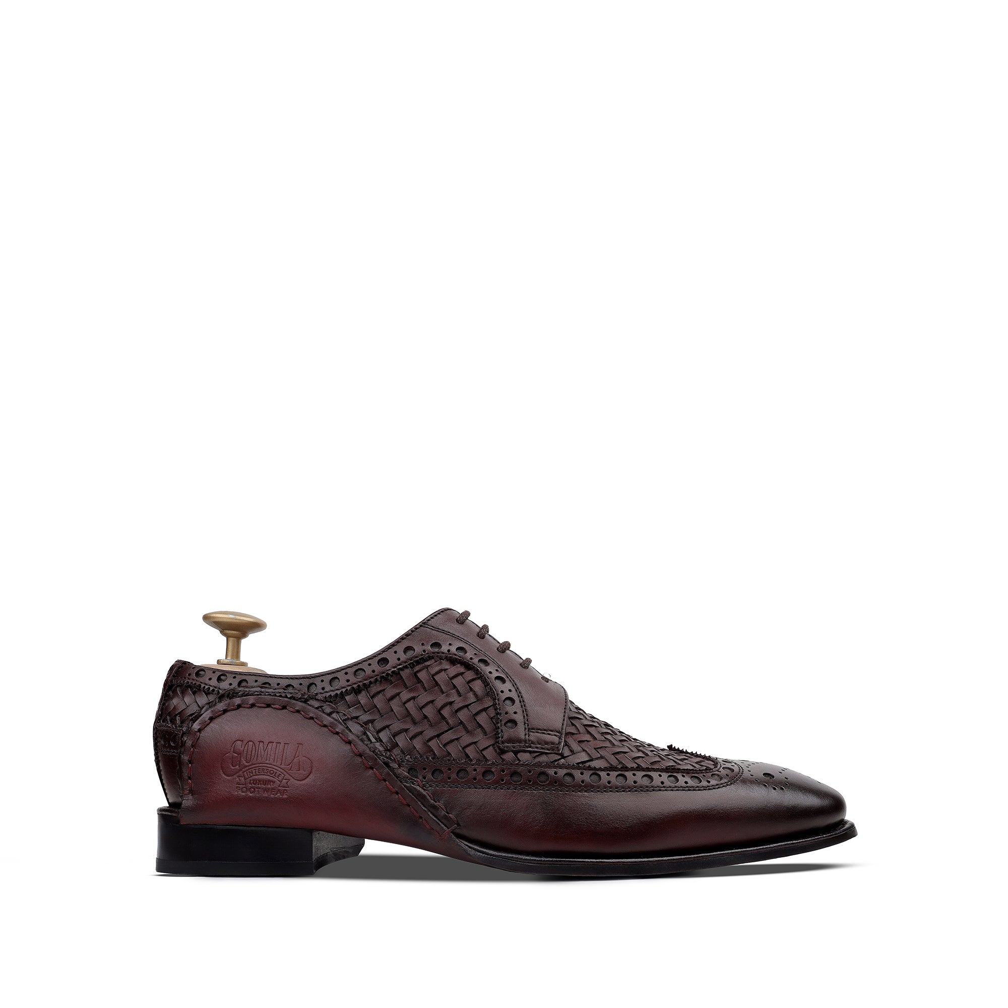Yasnole - Men's Oxblood Hand Woven Opanka Construction Calf Leather Derby