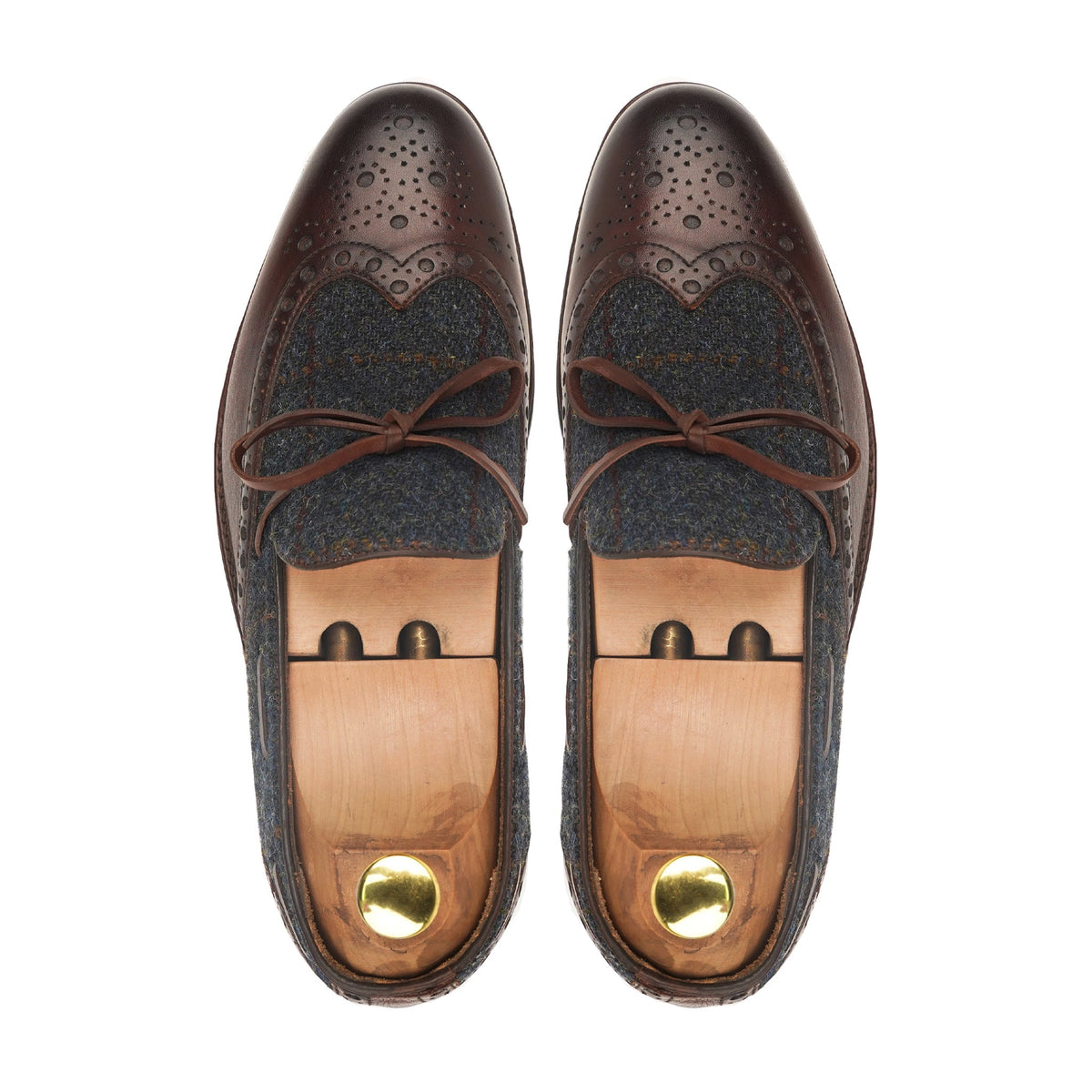 Kori - Men's Dark Brown Calf Leather and Harris Tweed Loafer