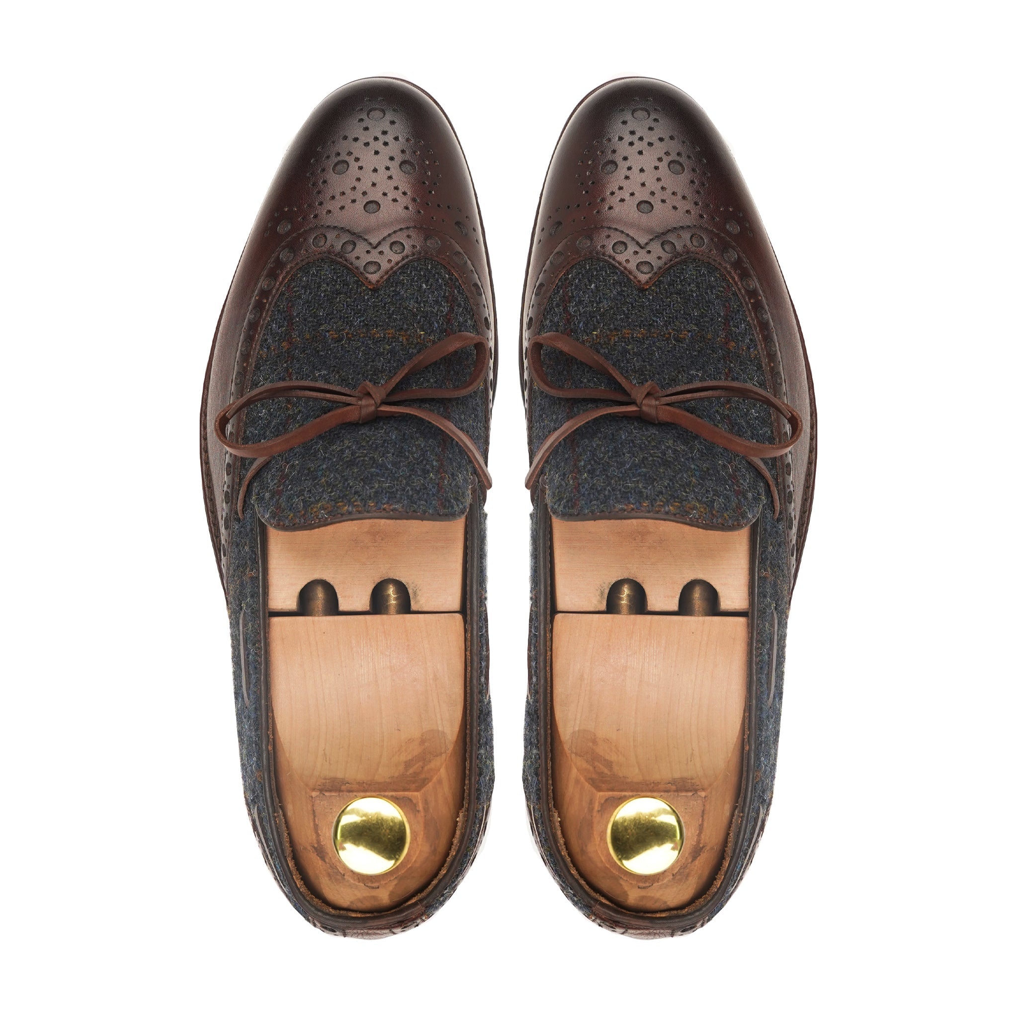 Kori - Men's Dark Brown Calf Leather and Harris Tweed Loafer