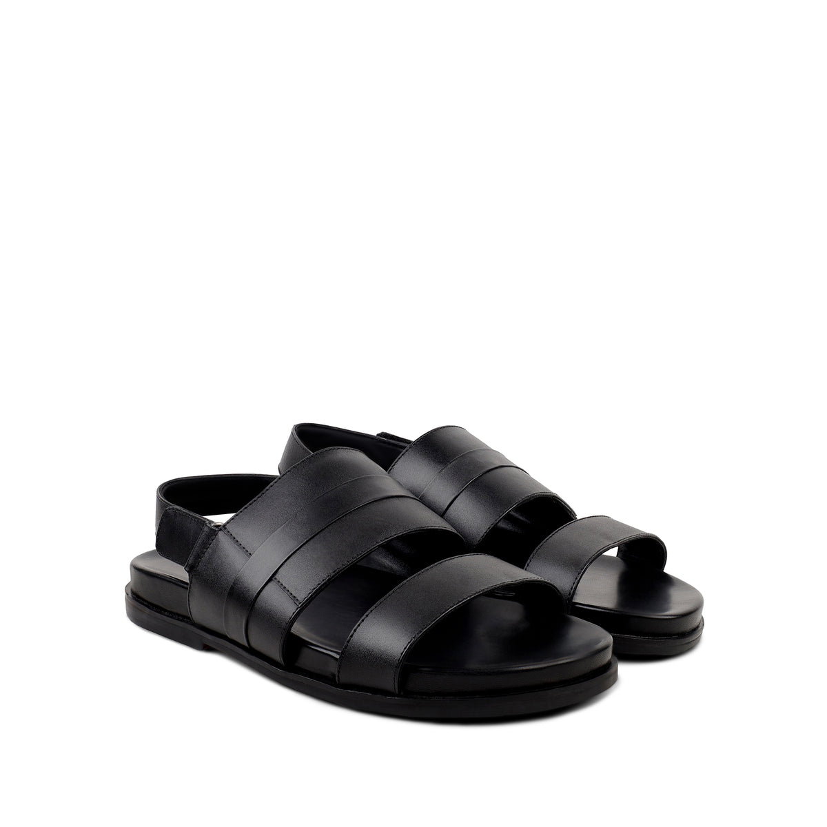Fidel  - Men's Black Calf Leather Sandal