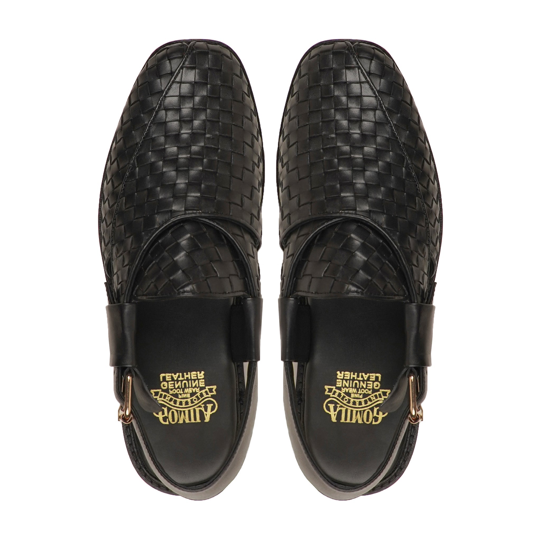Mitsuko - Men's Black Hand Woven Calf Leather Sandal