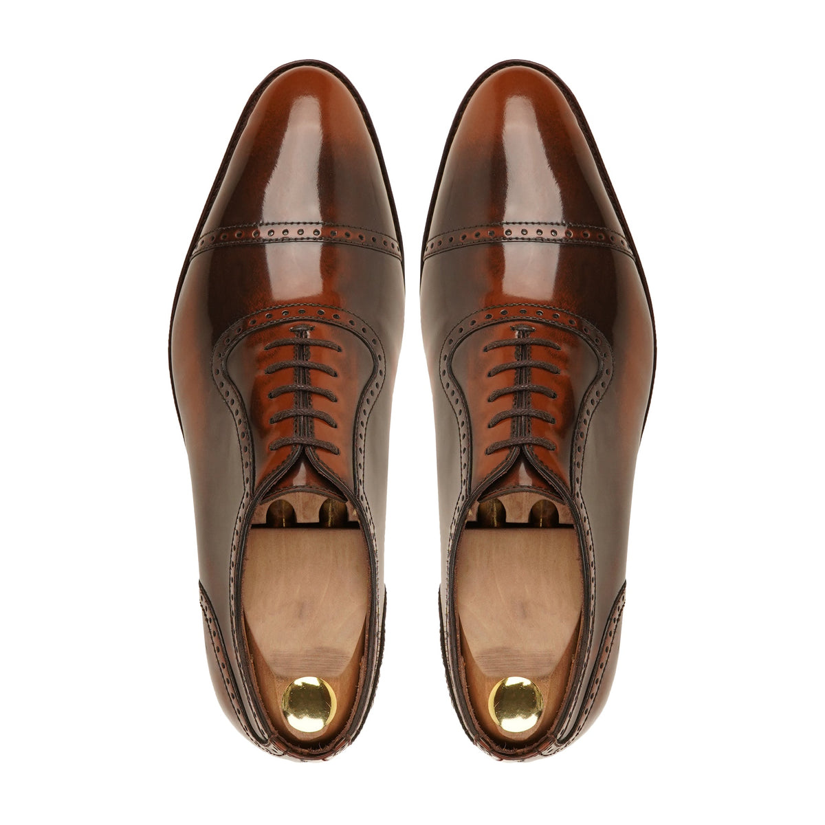 Drade - Men's Burnished Brown Box Leather High Shine Oxford Shoe