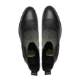 Kempty - Men's Black Pebble Grain Leather and Harris Tweed Chelsea Boot