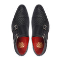 Dasoki - Men's Black Hand Woven Calf Leather Double Monkstrap