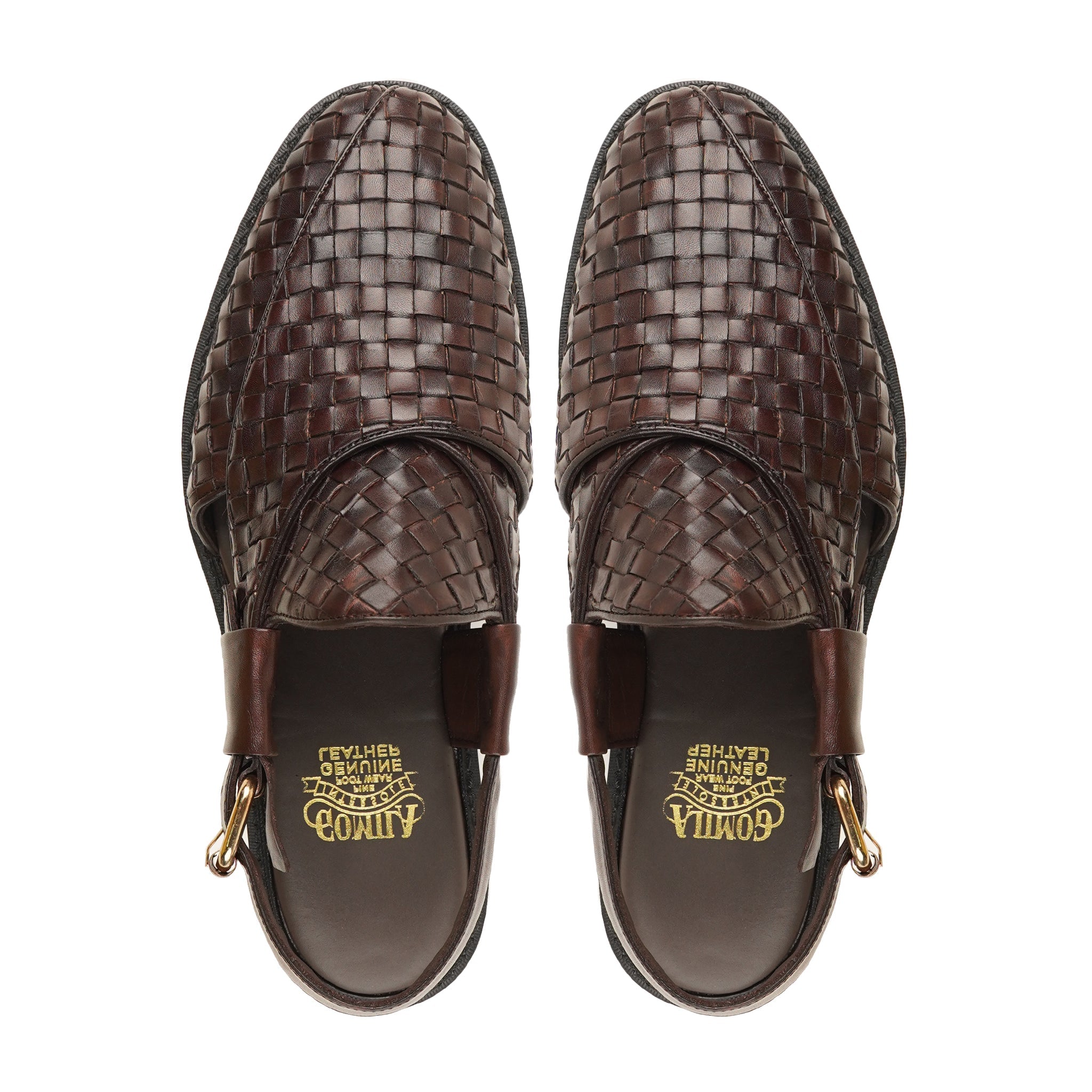 Antozi - Men's Dark Brown Hand Woven Calf Leather Sandal