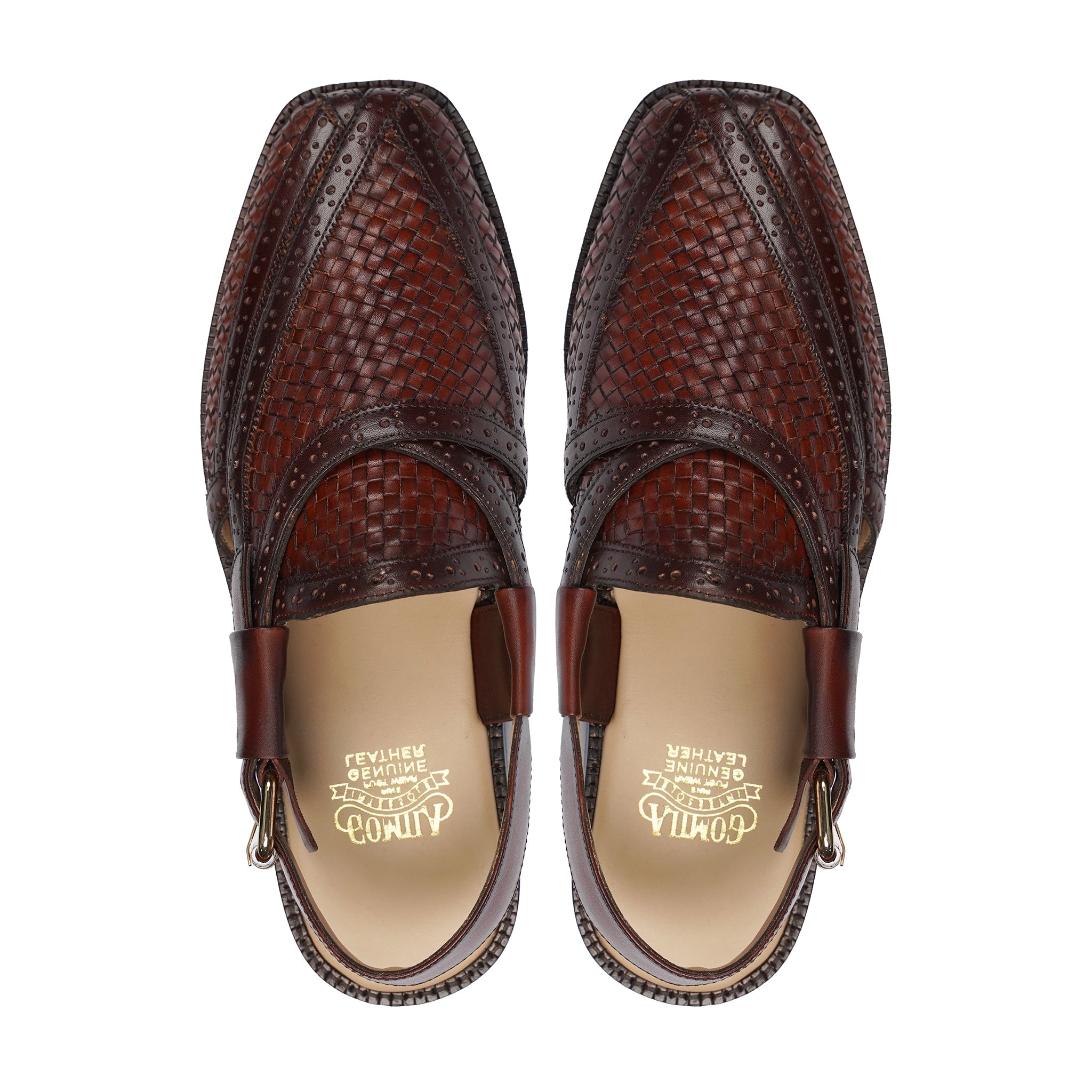 WOVEN NOUROZE CHAPPAL DARK BROWN - Gomila Intersole