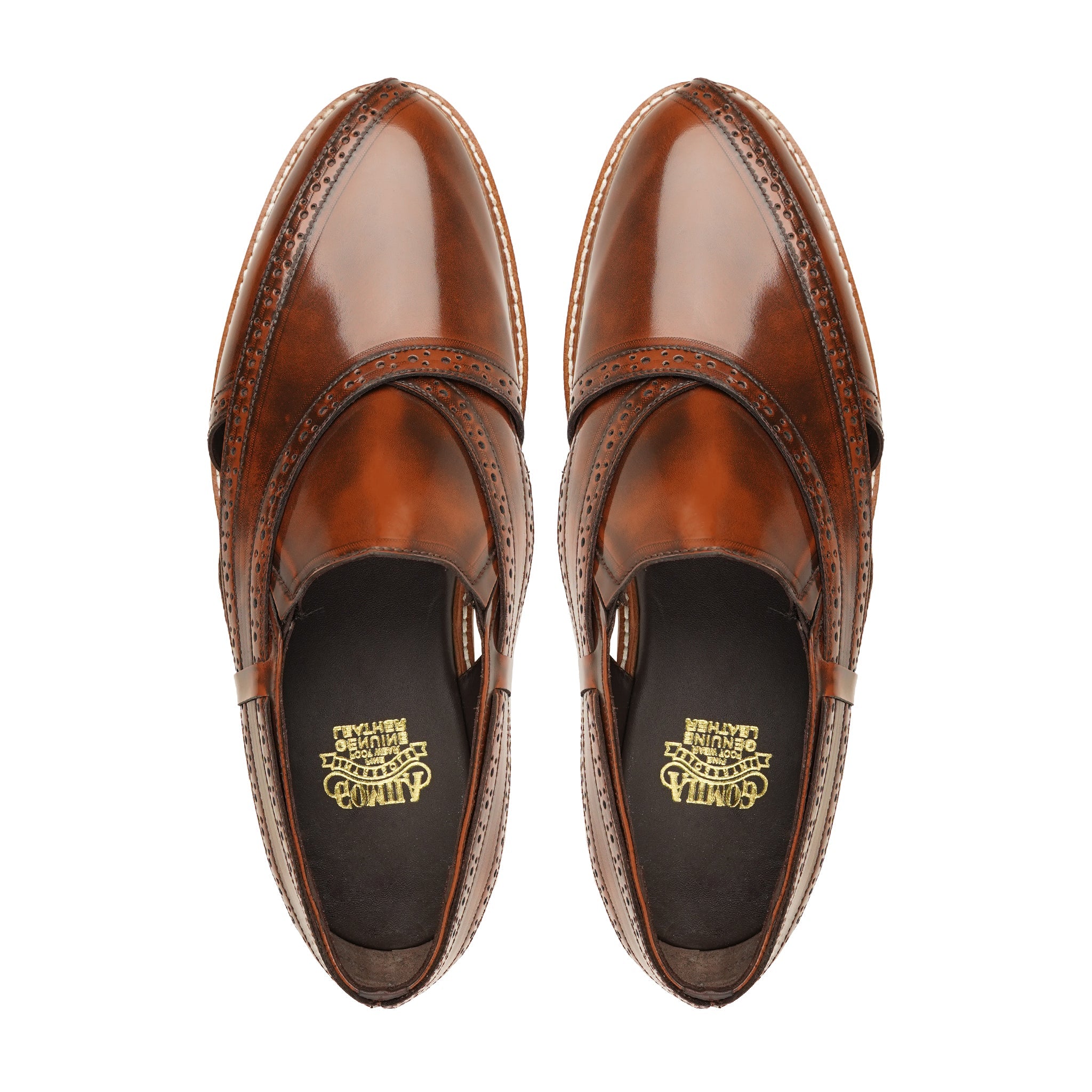 Pretoria - Men's Brown Box Leather High Shine Sandal
