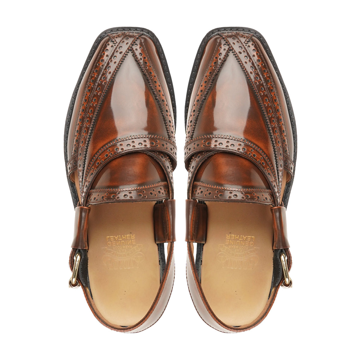Sibasa - Men's Burnished Brown Box Leather High Shine Sandal