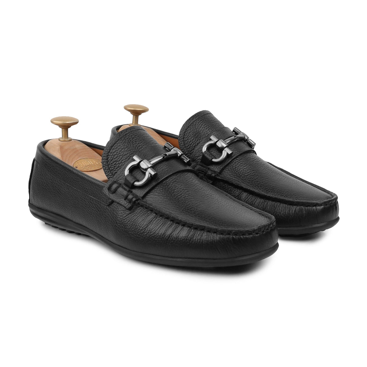 Tex - Men's Black Pebble Grain Leather Driver Shoe
