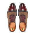 Currito - Men's Oxblood Calf Leather and Brown Kid Suede Oxford Shoe