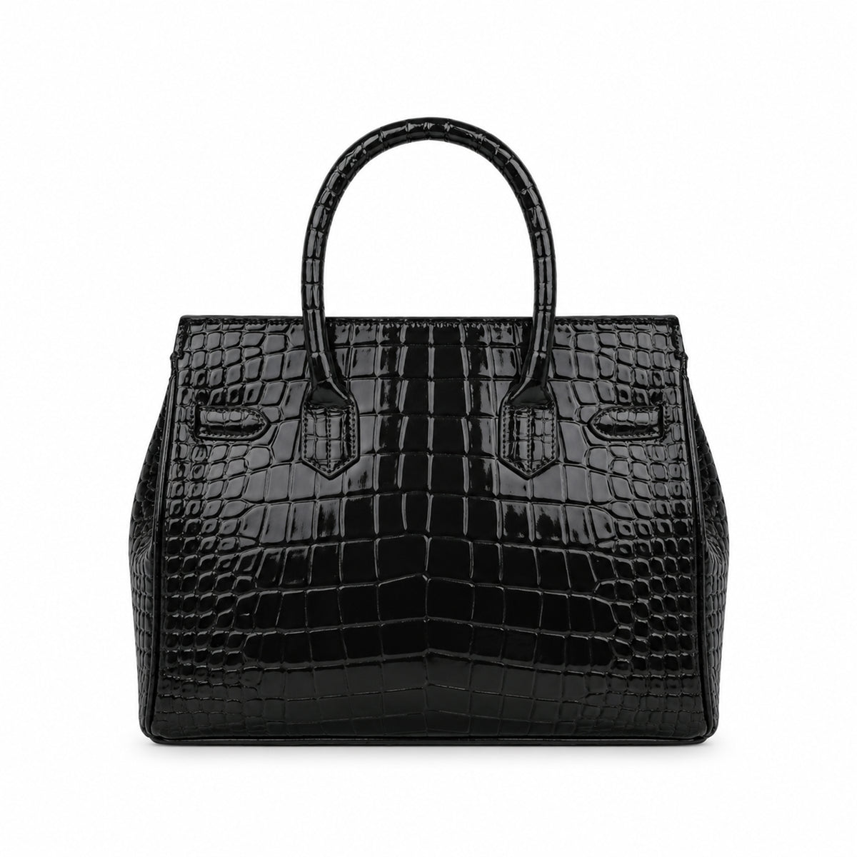 Ariana - Black Crocodile Textured Faux Leather Handbag