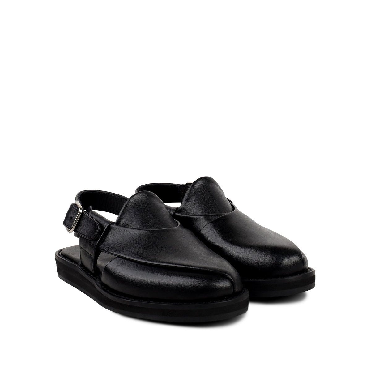 Evan - Children’s Black Calf Leather Sandal