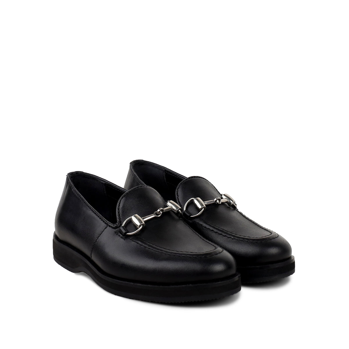Chad -  Children's Black Calf Leather Loafers