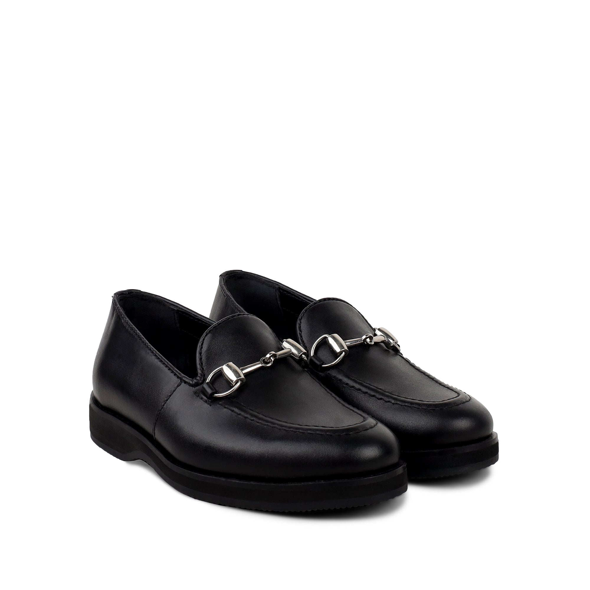 Chad -  Children's Black Calf Leather Loafers