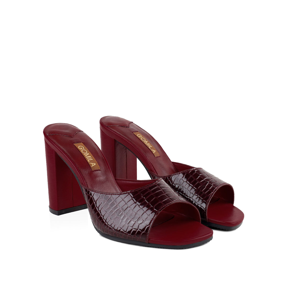 Lana - Women's Crocodile Print Oxblood Heels