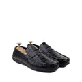 Giles - Men's Black Crocodile Textured & Calf Leather Driver