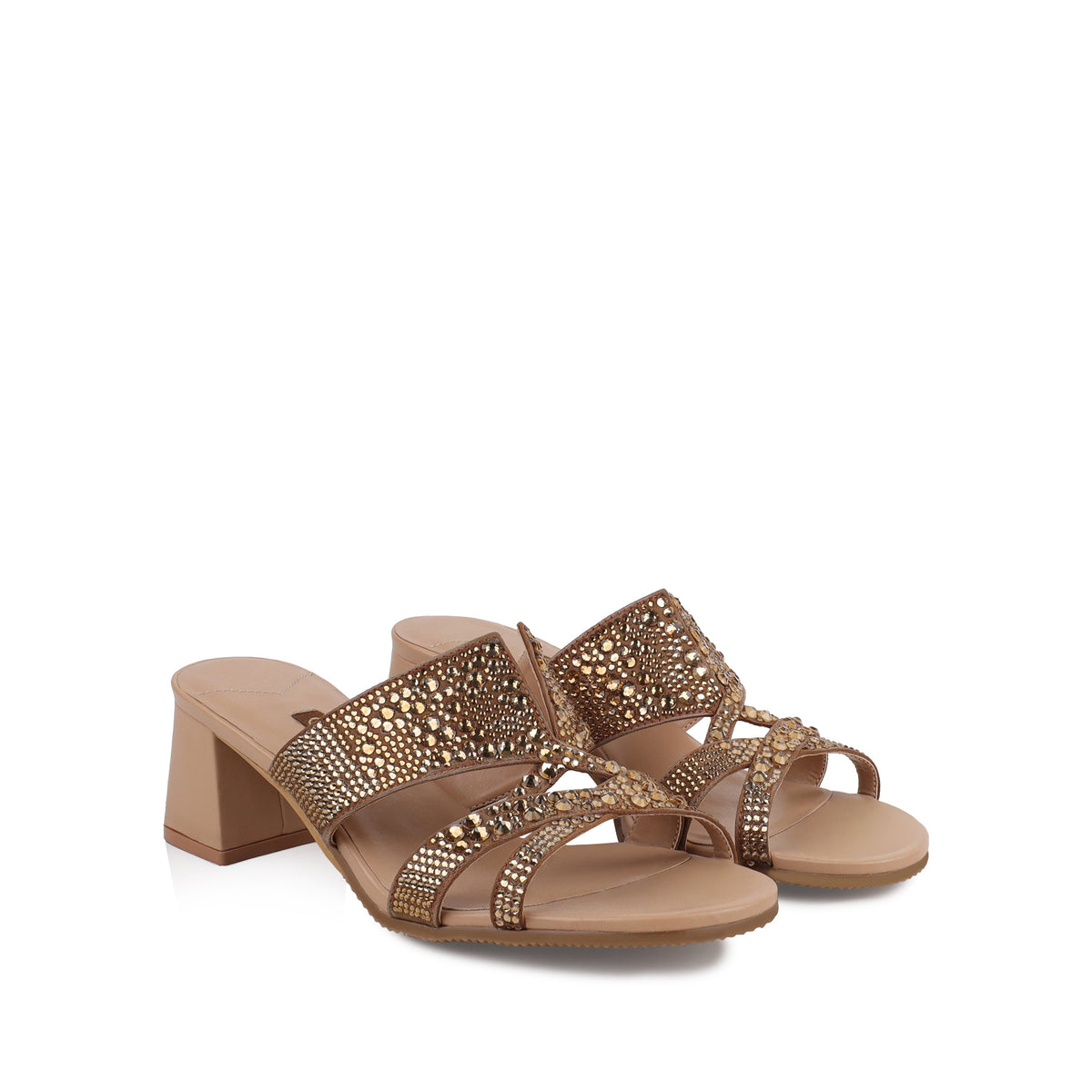 Jada - Women's Champagne Rhinestone 50mm Heels