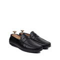 Knox - Men's Black Python Textured Calf Leather Driver Shoe