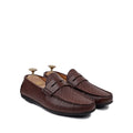 Knox - Men's Light Brown Check Textured Calf Leather Driver Shoe