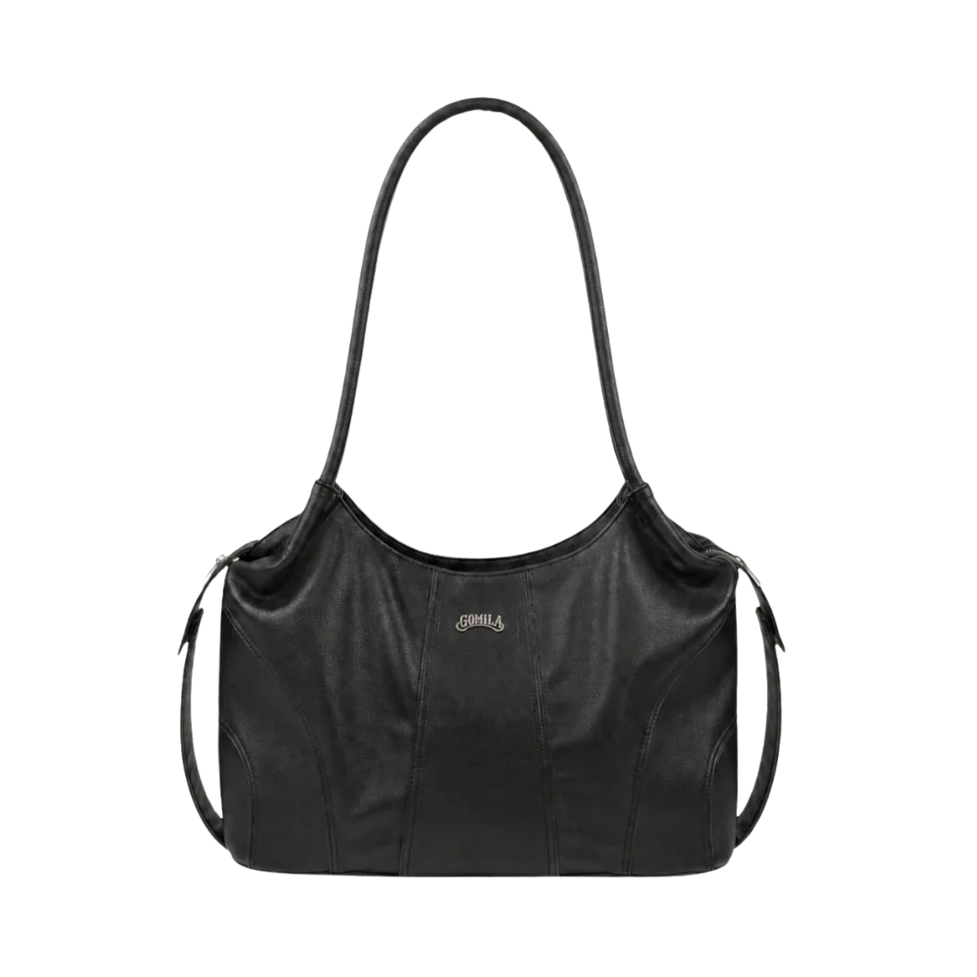 Lushia - black Pebble Grain Leather Hand Bag