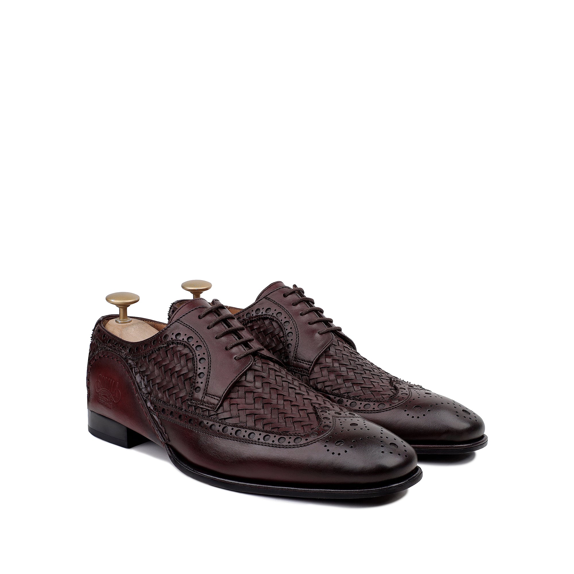 Yasnole - Men's Oxblood Hand Woven Opanka Construction Calf Leather Derby