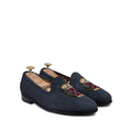 Ellis - Men's Navy Blue Suede & Embroidery Loafer