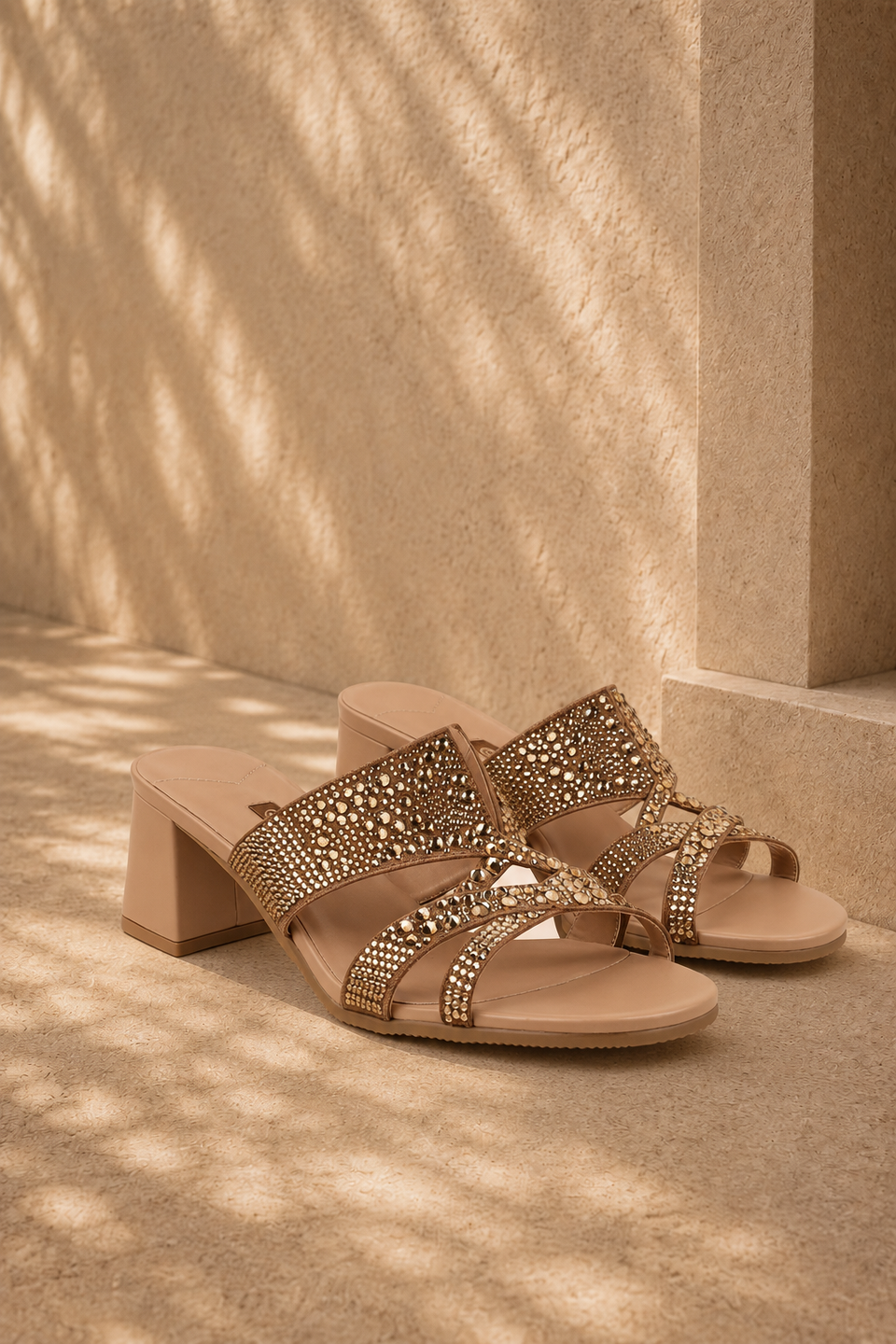 Jada - Women's Champagne Rhinestone Heels