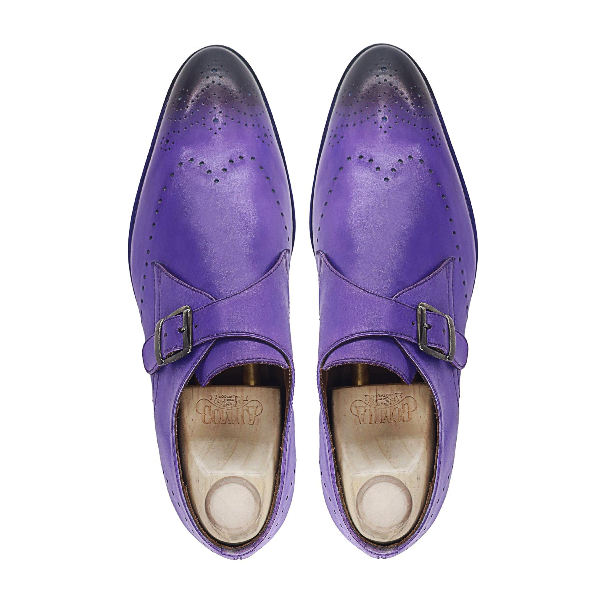 Emelia - Men's Purple Calf Leather Single Monkstrap