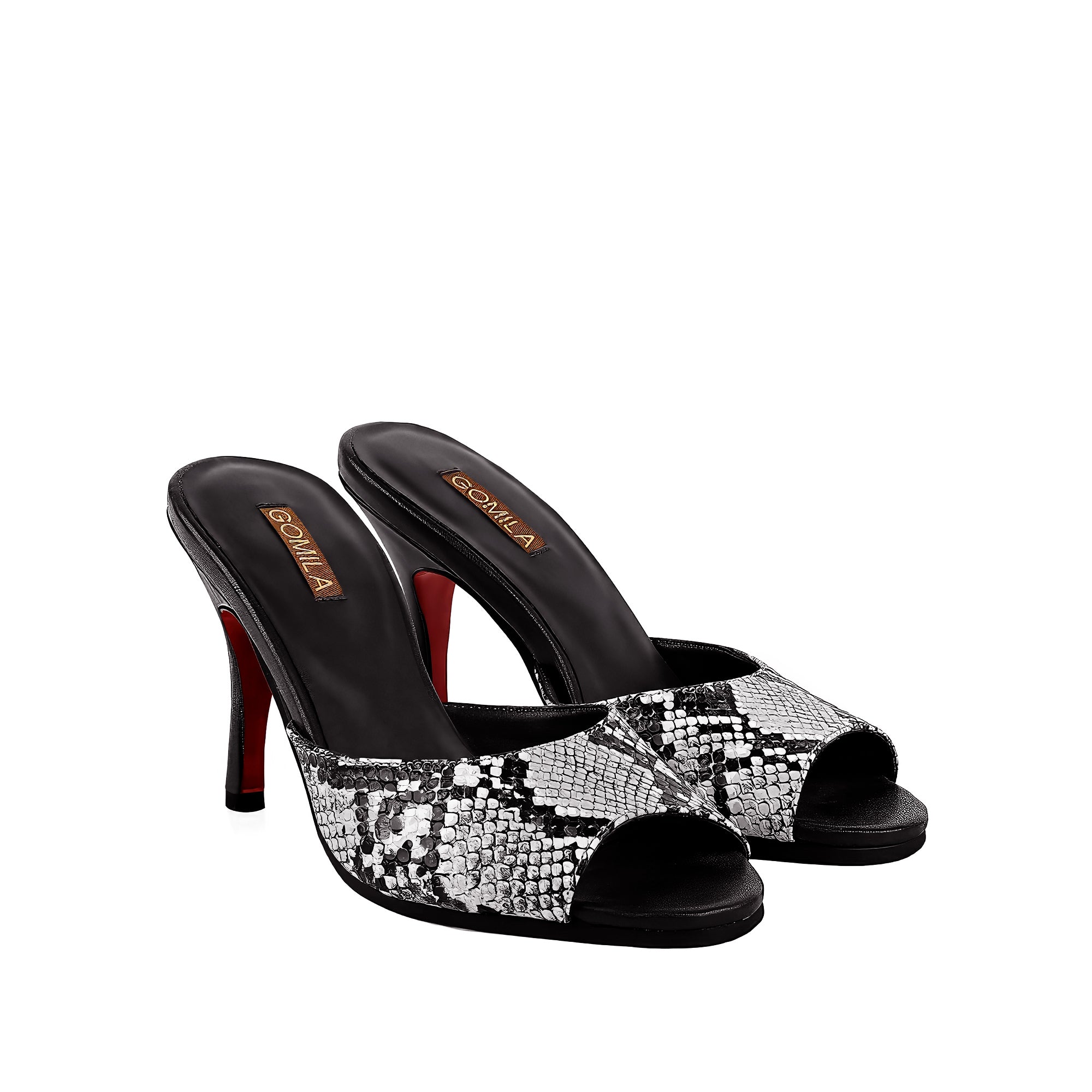 Elira - Women's Black Snake Print 90mm Heels