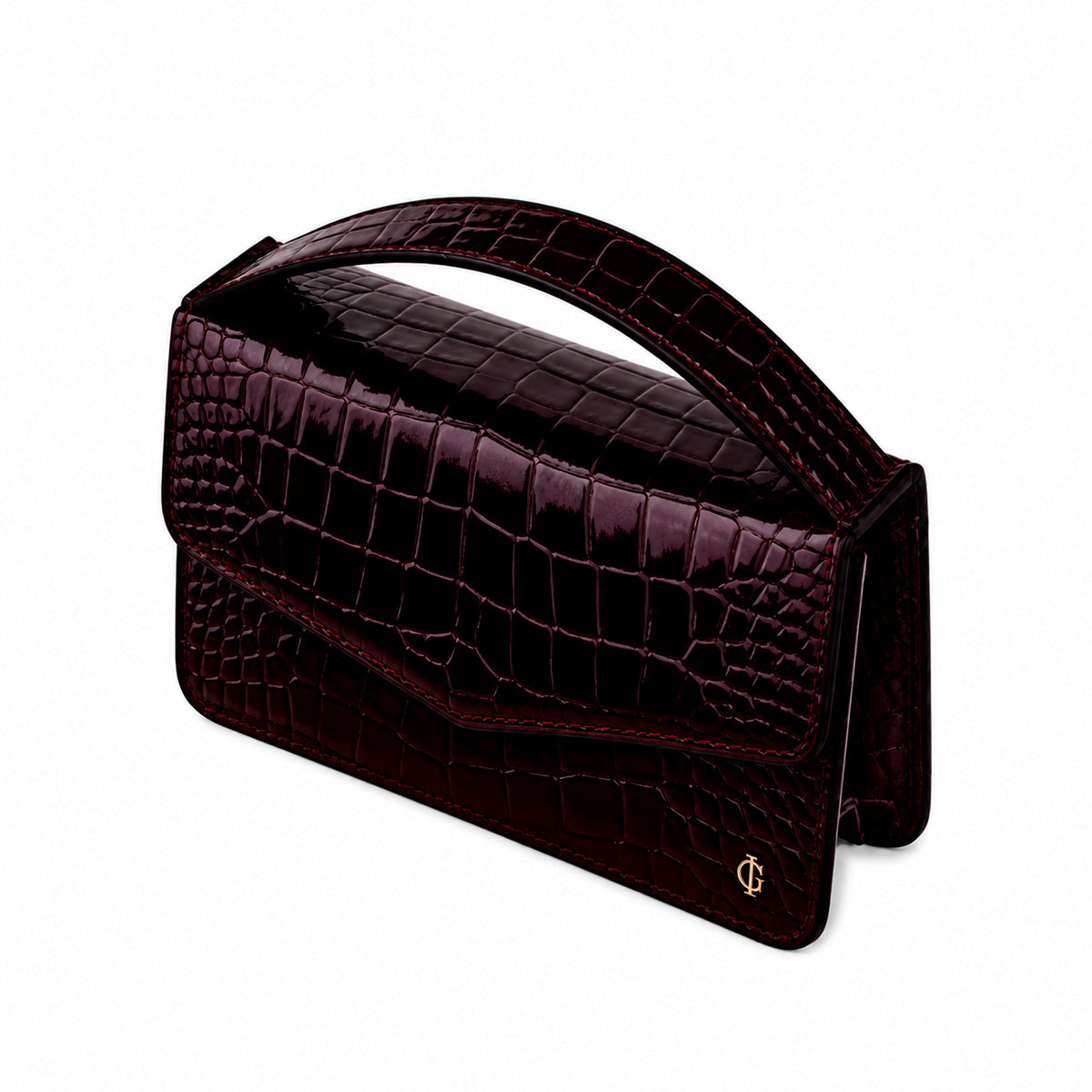Victoria  - Oxblood Crocodile Textured Micro Bag