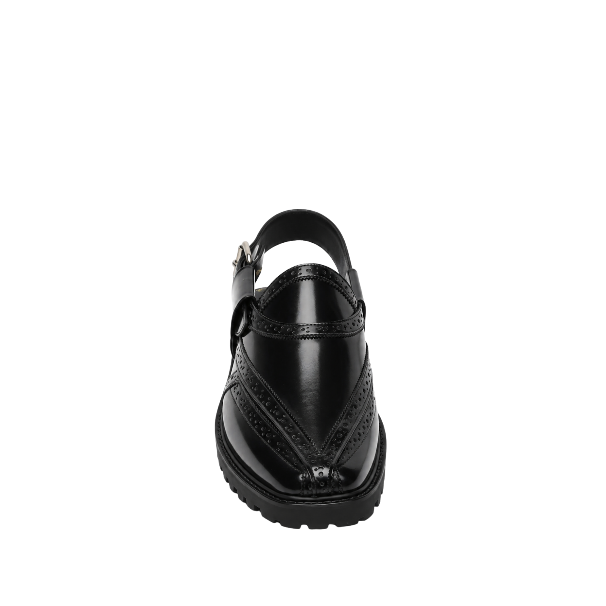 Brooklyn - Men's Black Box Leather High Shine Sandal