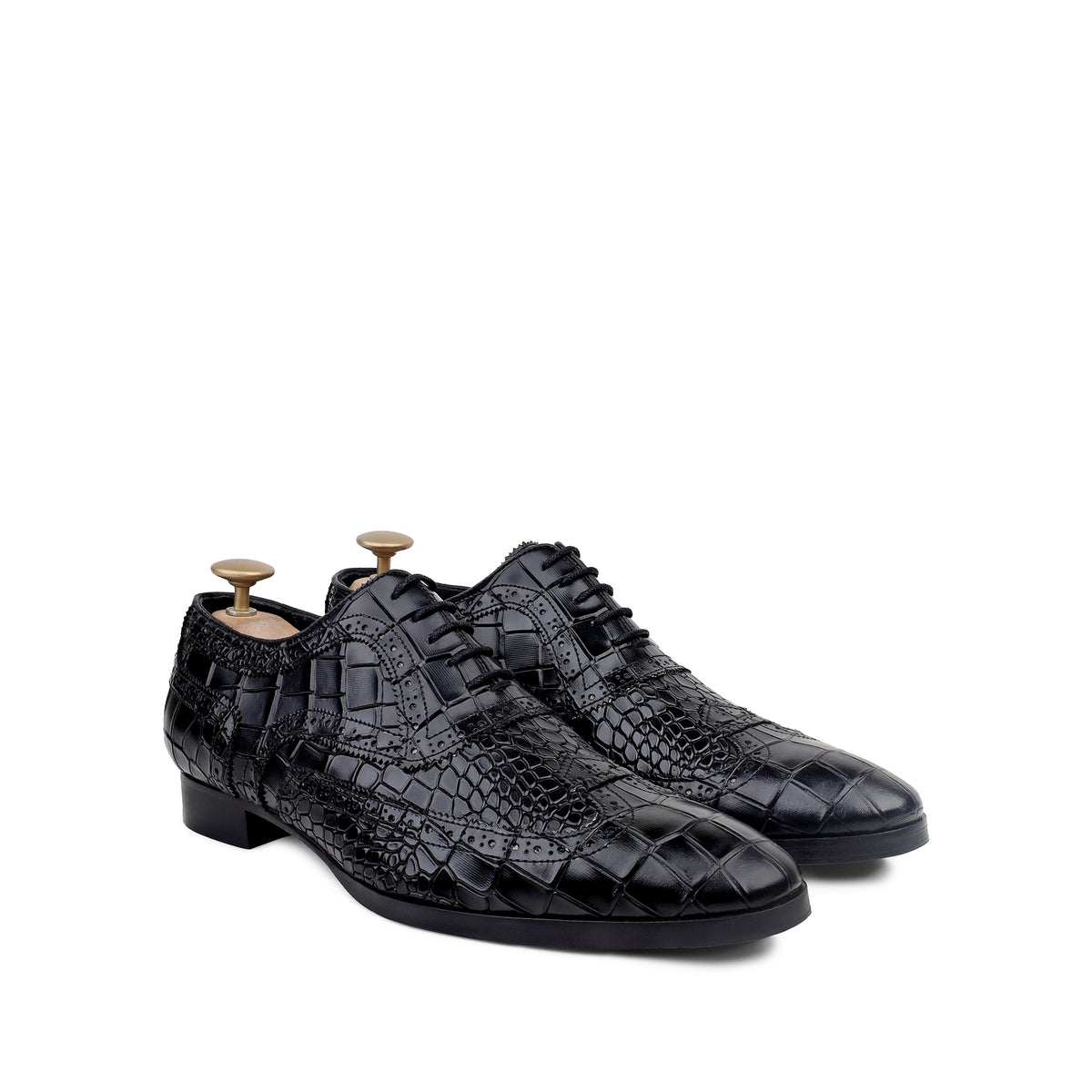 Tula - Men's Black Crocodile Leather Oxford Shoe