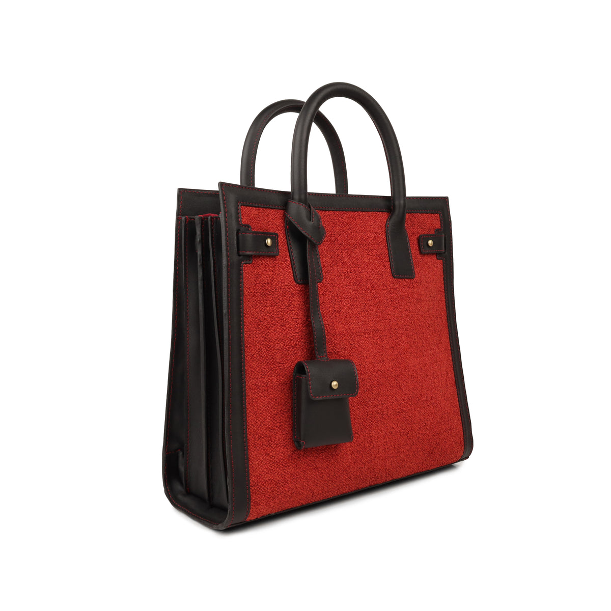 Hazel -  Boucle Fabric & Leather Hand Bag