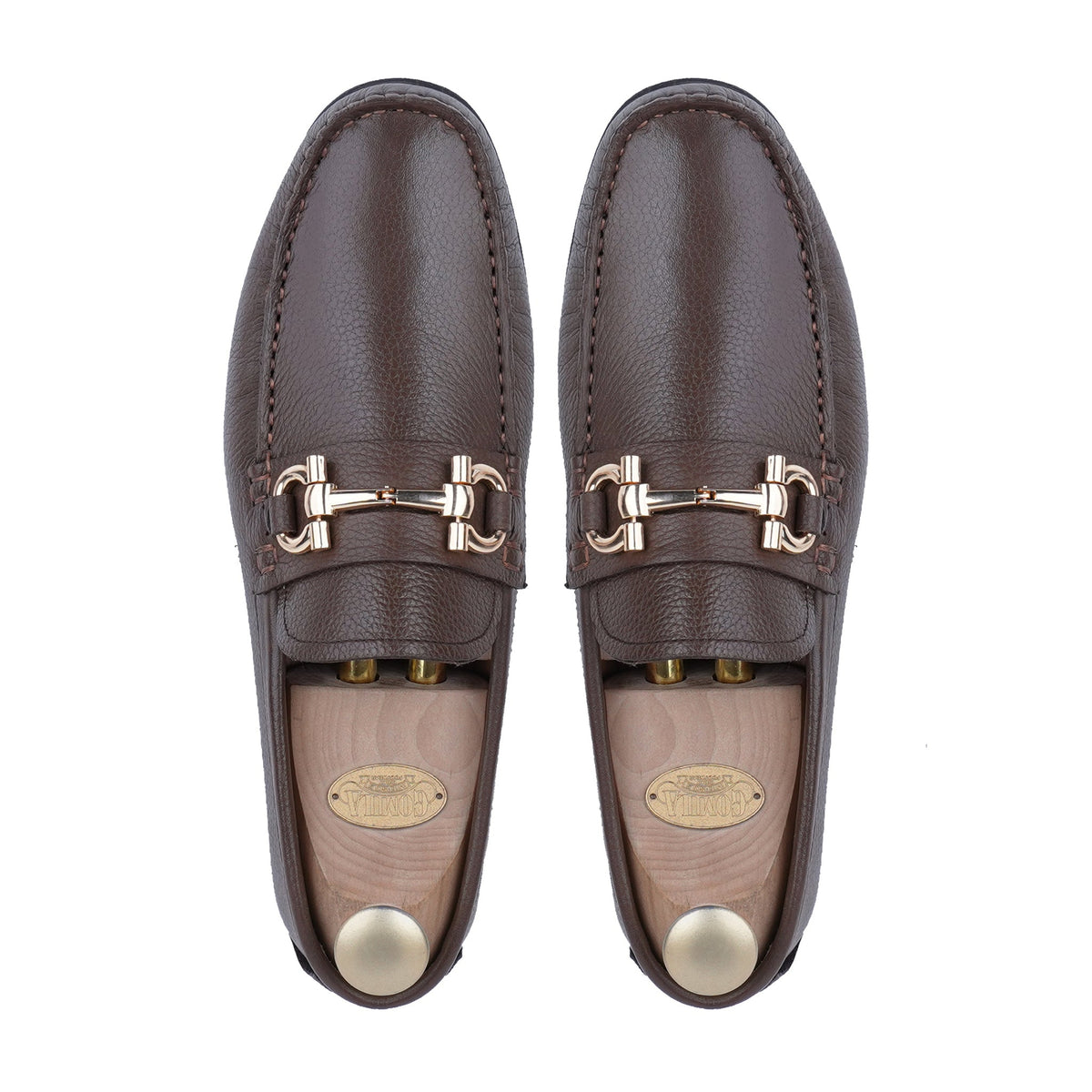 Tex - Men's Brown Pebble Grain Leather Driver Shoe