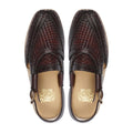 BURGUNDY WOVEN PESHAWARI CHAPPAL - Gomila Intersole