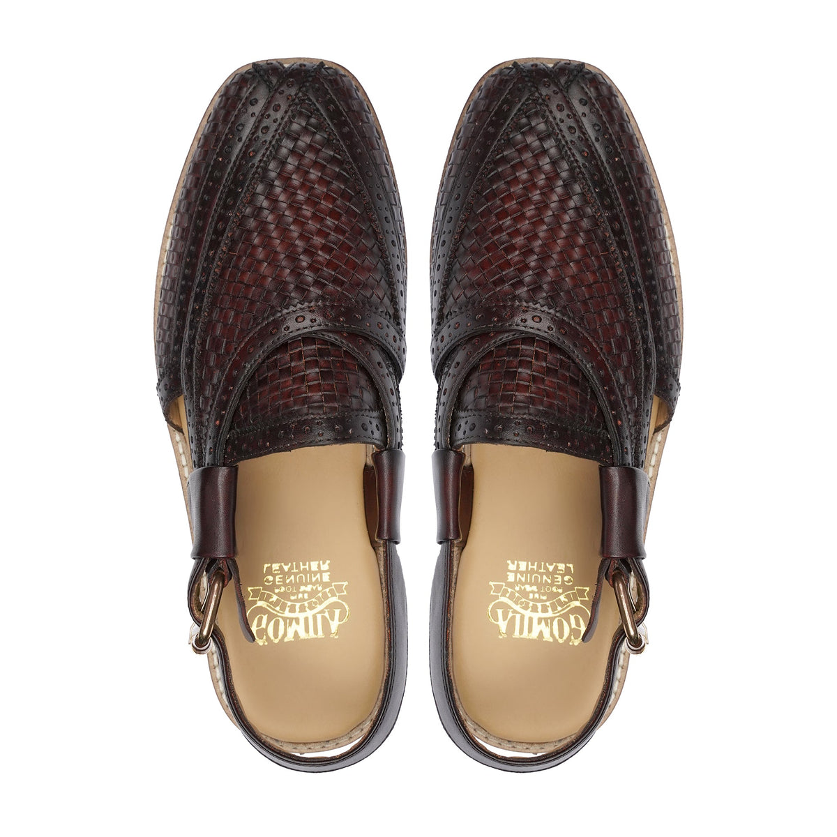 BURGUNDY WOVEN PESHAWARI CHAPPAL - Gomila Intersole