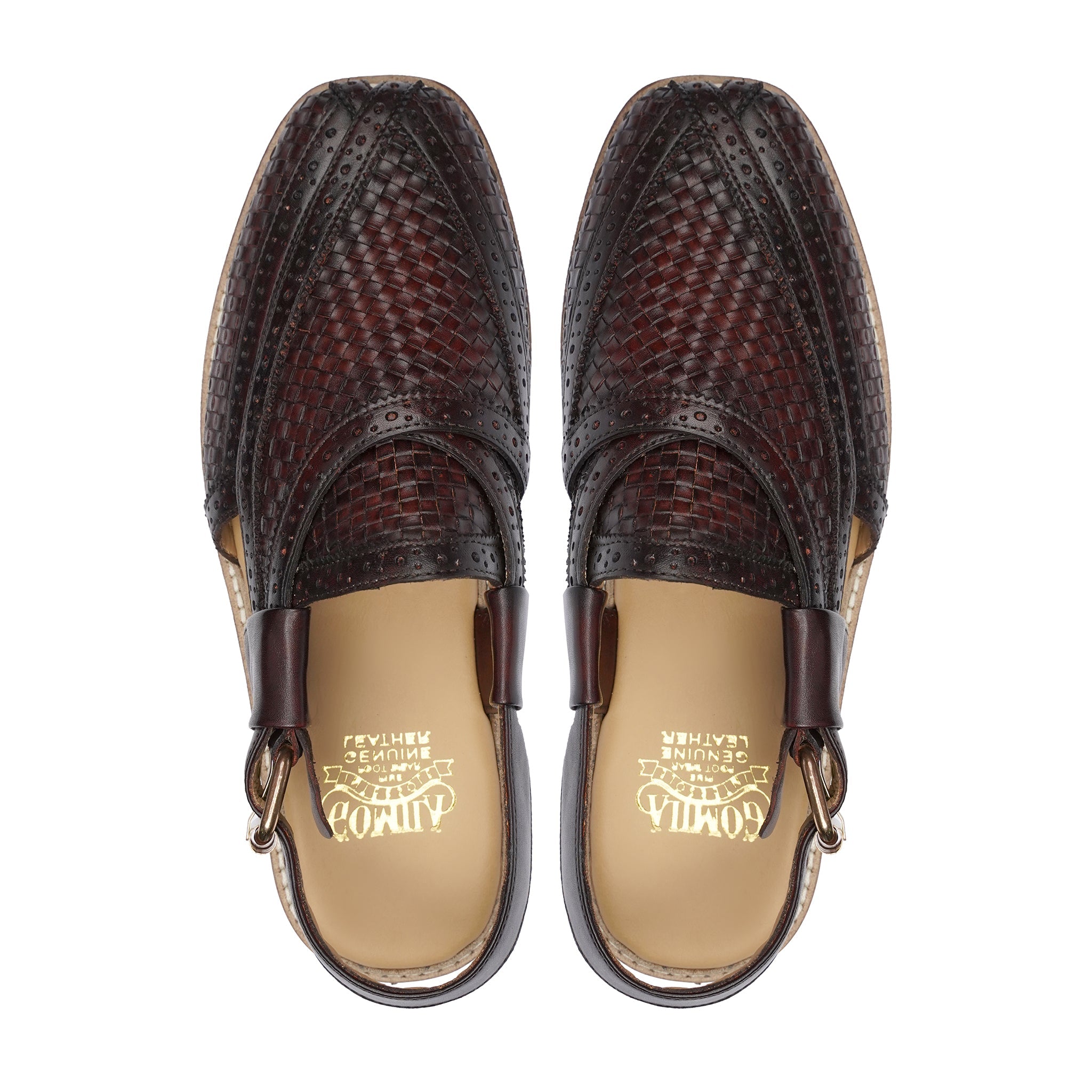 BURGUNDY WOVEN PESHAWARI CHAPPAL - Gomila Intersole