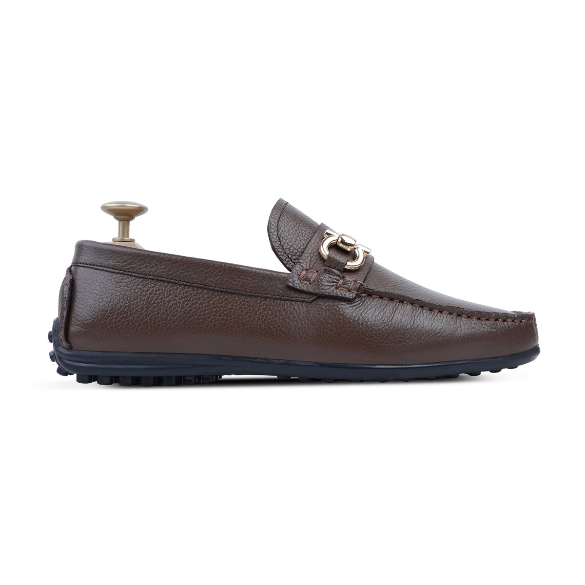 Tex - Men's Brown Pebble Grain Leather Driver Shoe