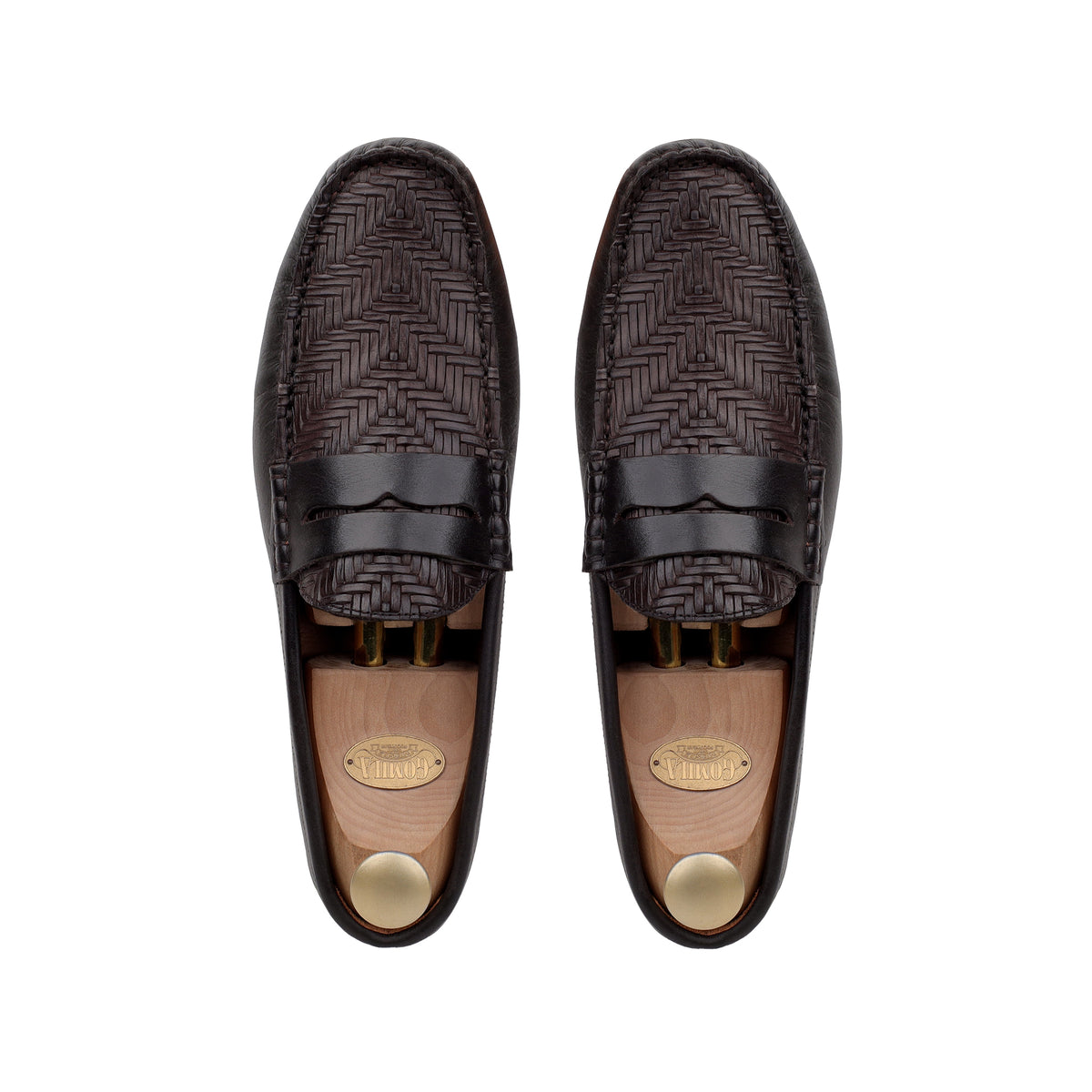 Knox - Men's Dark Brown Woven Textured Calf Leather Driver Shoe