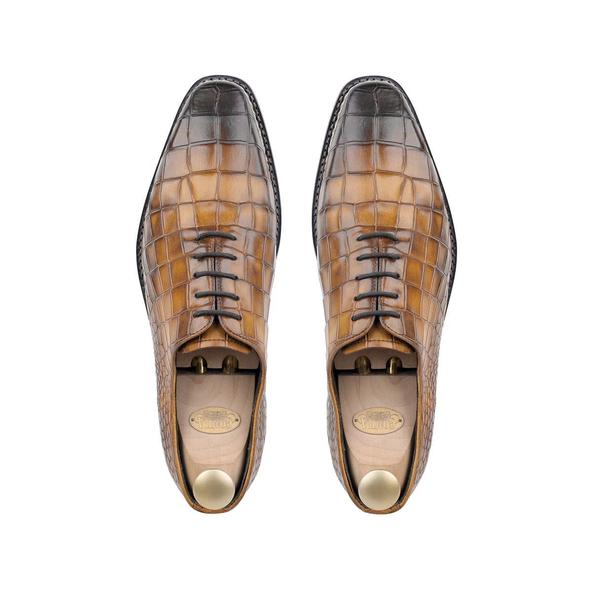 Peter - Men's Tan Crocodile Leather Goodyear Welted Wholecut
