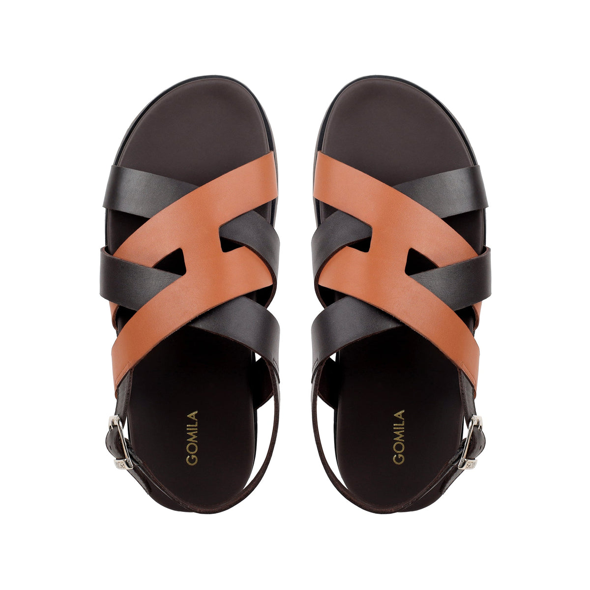 Galo - Men's Dark Brown & Tan Calf Leather Sandal
