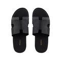 Cameron PRINTED - Men's Black Calf Leather Slippers