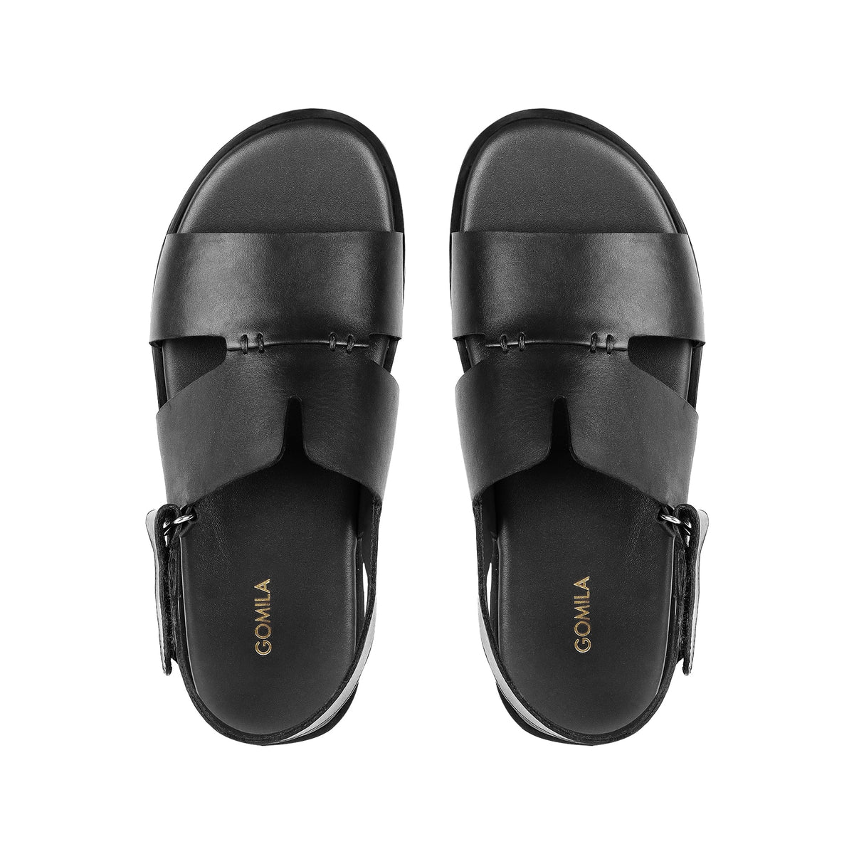 Amora - Men's Black Calf Leather Sandal